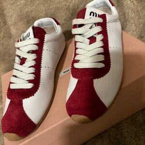Miu Miu Plume Nappa Leather & Suede Sneakers